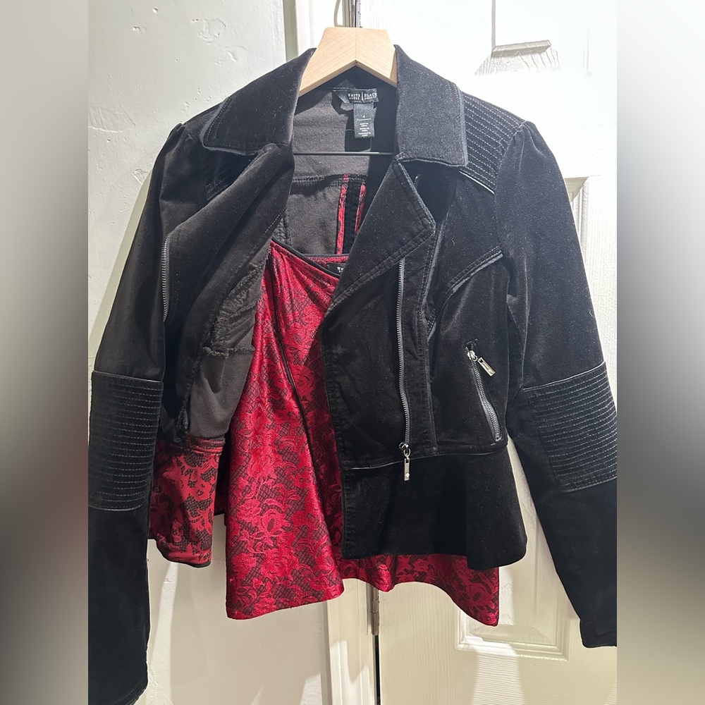 White House Black Market Black Velvet Women's Jacket - with dressy tank